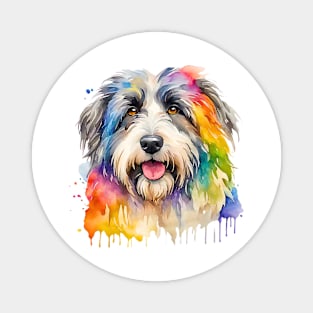 Polish Lowland Sheepdog Watercolor Portrait Magnet